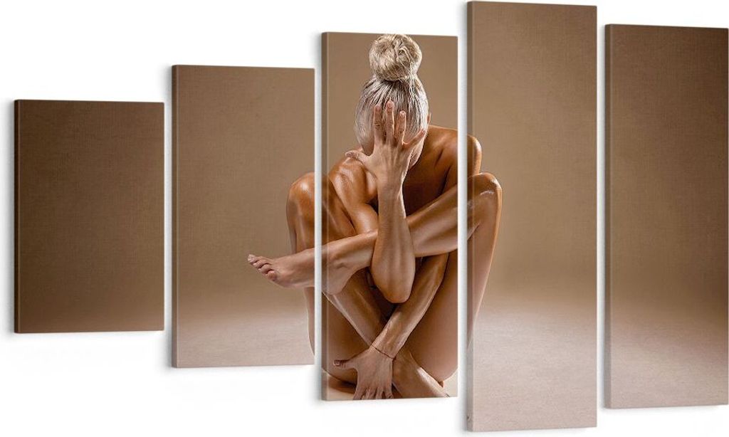Bild auf Leinwand - Leinwandbild - 5 Teile - Nackt Frau Figur - 100x60cm - Wand Bild - Wanddeko - Wandbilder - Leinwanddruck - Bilder - Wanddekorat...
