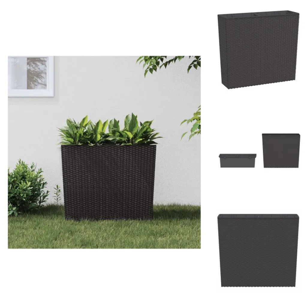 Pot de fleurs pour balcon et jardin marron 44 L aspect rotin tressé