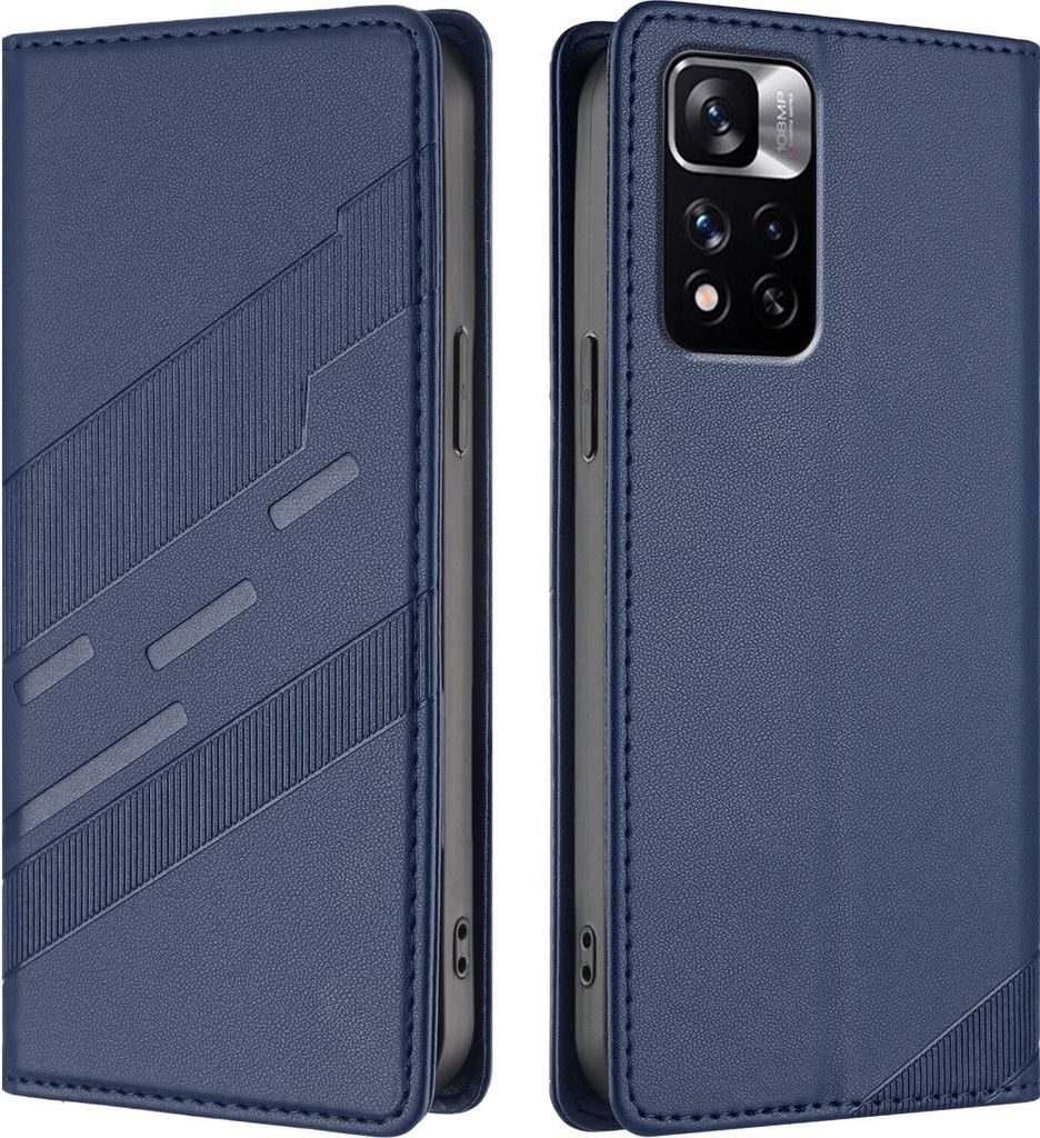 Hülle für Xiaomi Redmi Note 11 Pro+ 5G, Kunstleder Brieftaschen Handyhülle mit Kartenfach und Standfunktion Blau