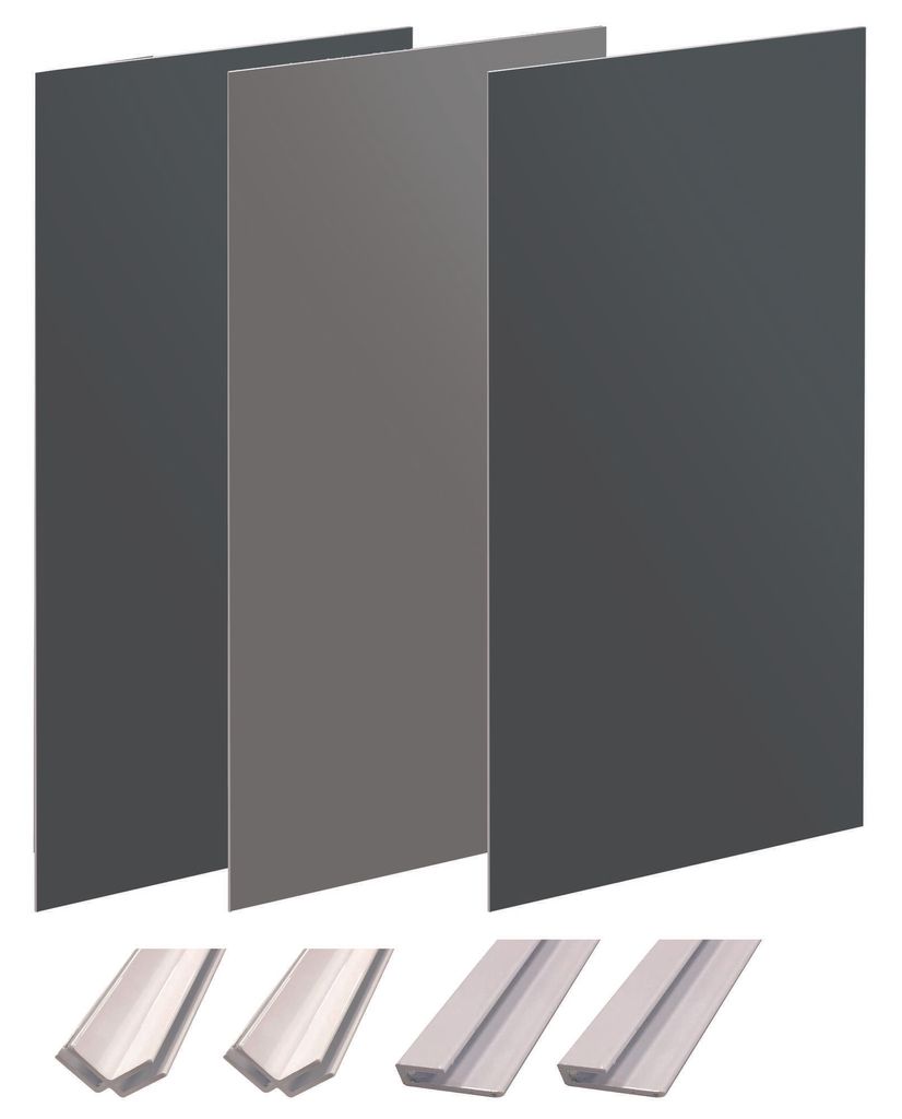 ONDEE ZEN-Pack: Montage von 3 Wandpaneelen in einer Nische – Grau & Anthrazit, 120 cm – weiße Profile