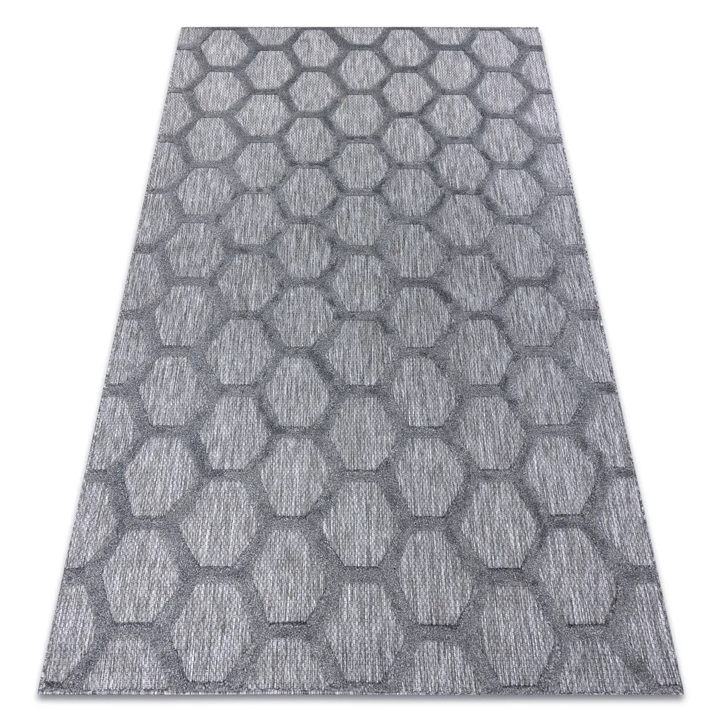 Tapis gris anthracite nid d'abeille Santo Sisal 180x270 résistant