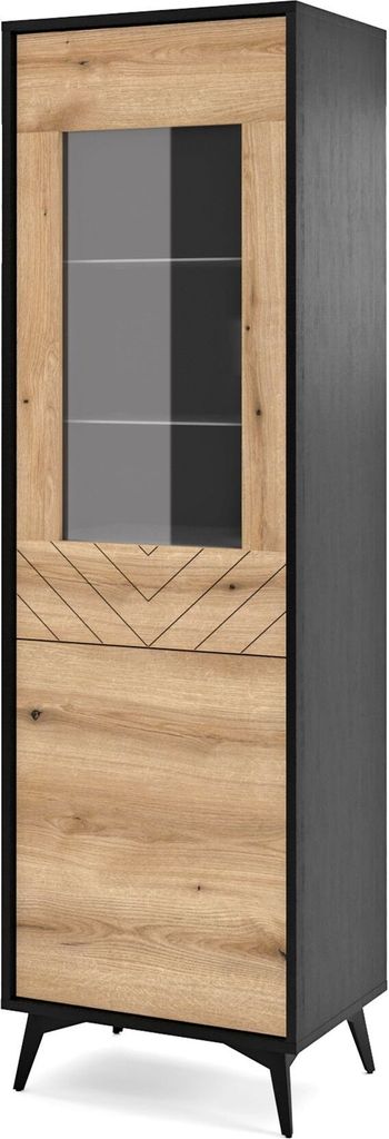 Selsey Boulia - Vitrine 2-türig mit Fischgrätmuster, 54 cm