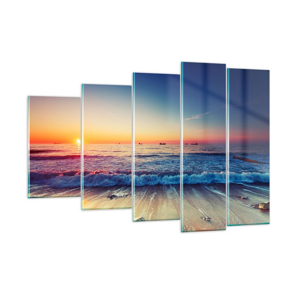Bilder auf glas - Meer Strand Welle - 150x100cm - Glasbilder - Wandbilder - Kunstdruck - zum Aufhängen bereit - Wanddekoration aus Glas - Glas Bil...