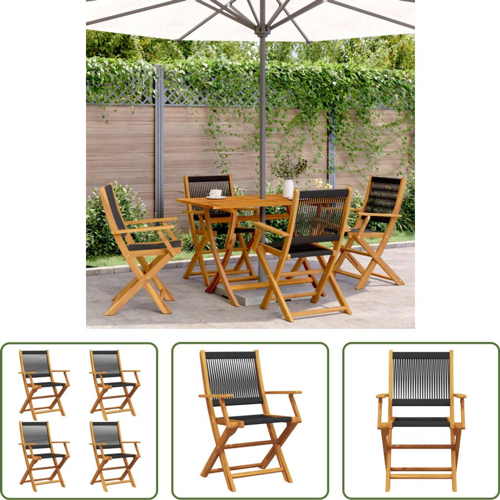 The Living Store Gartenstühle 4 Stk. Klappbar Schwarz Produktbild 