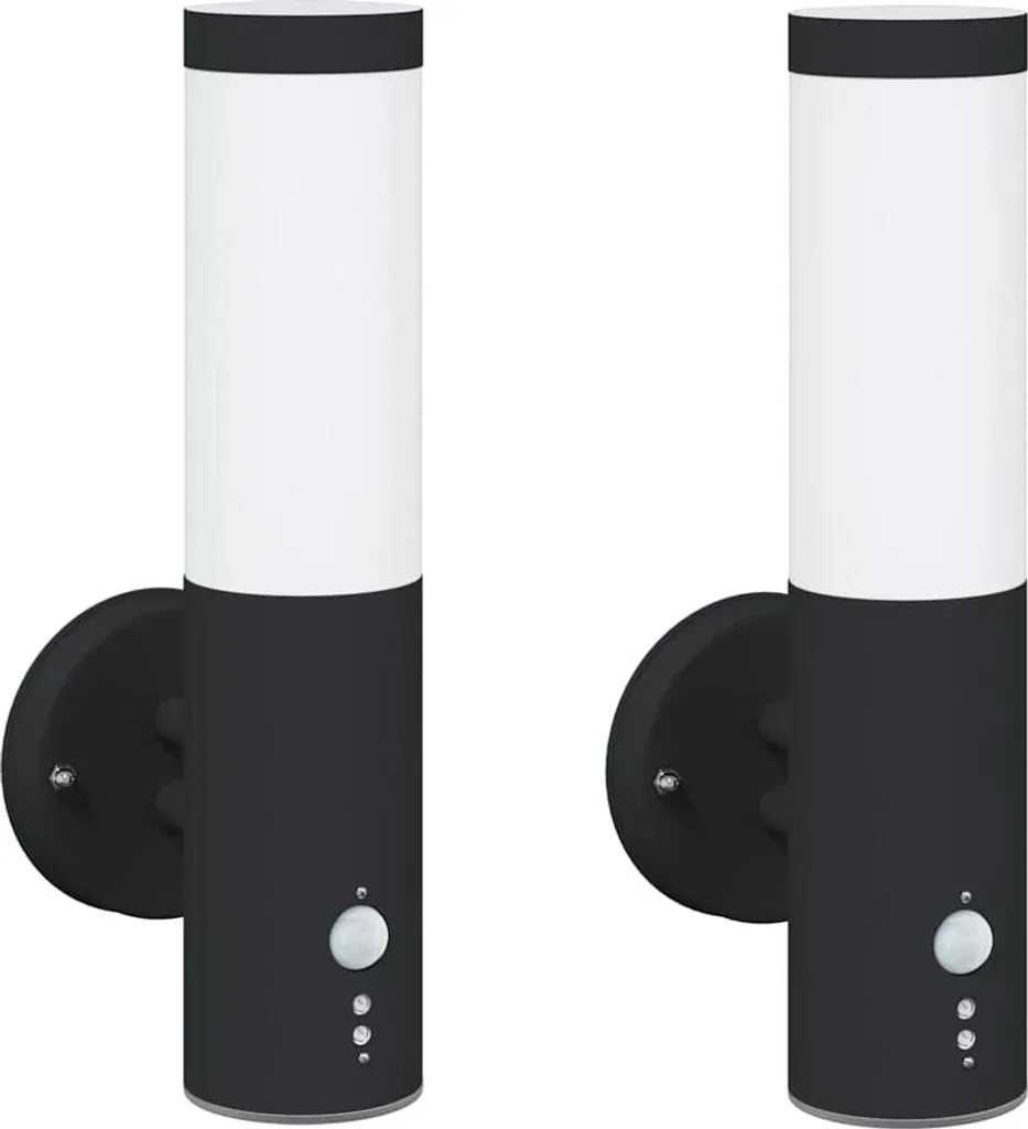 Set 2 Lampade da Parete Esterne Nere vidaXL 33cm - Design IP44