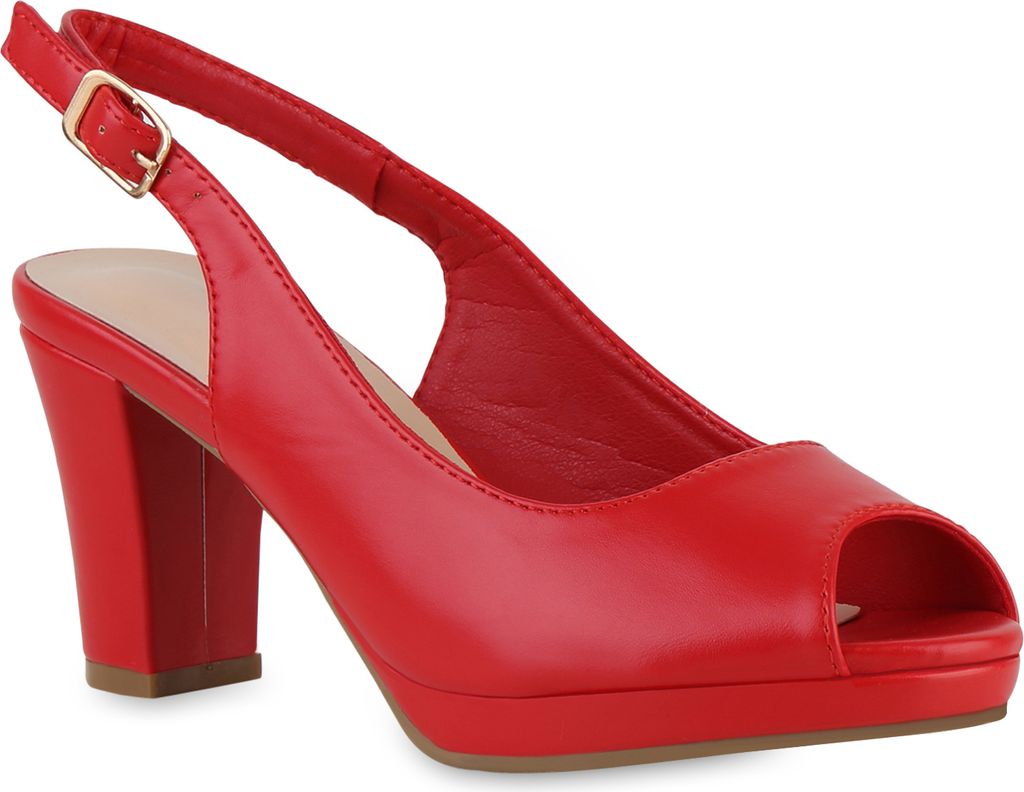 VAN HILL Damen Klassische Sandaletten Freizeit Schuhe 841589, Farbe: Rot, Größe: 36