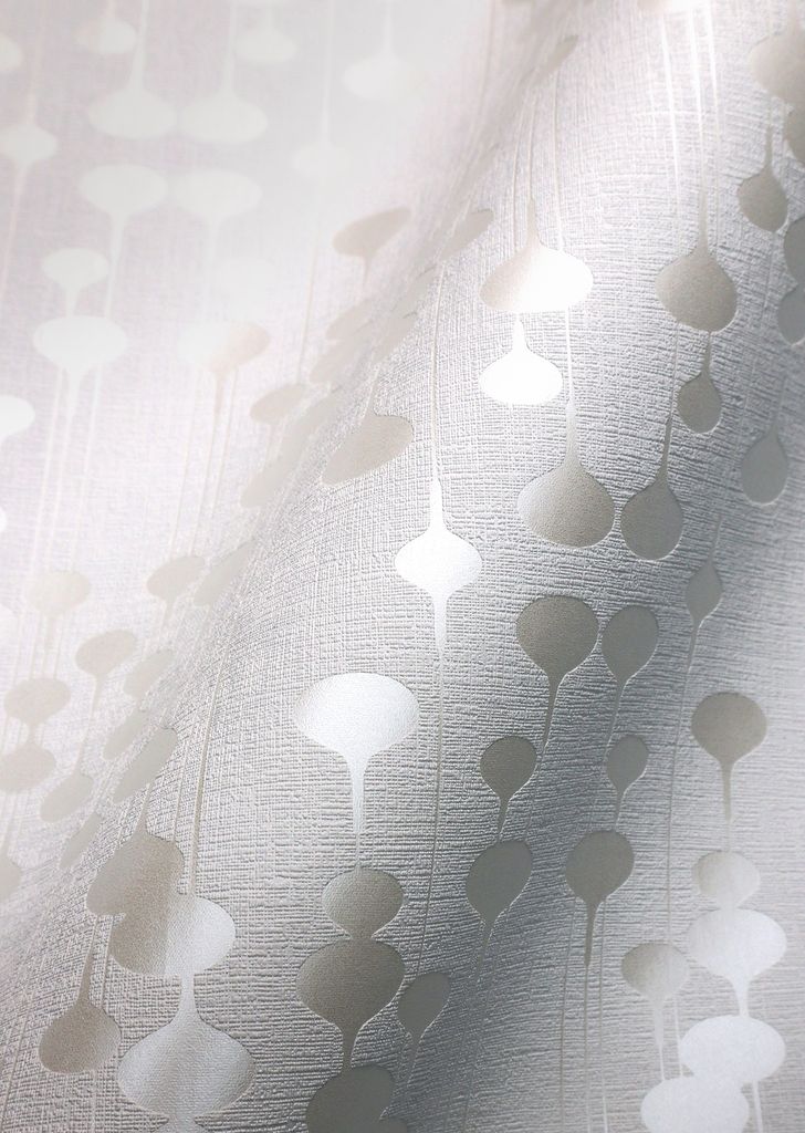 NEWROOM Tapete Weiß Vliestapete Leicht Glänzend - Mustertapete Grafisch Grau Tropfen Muster Geometrisch