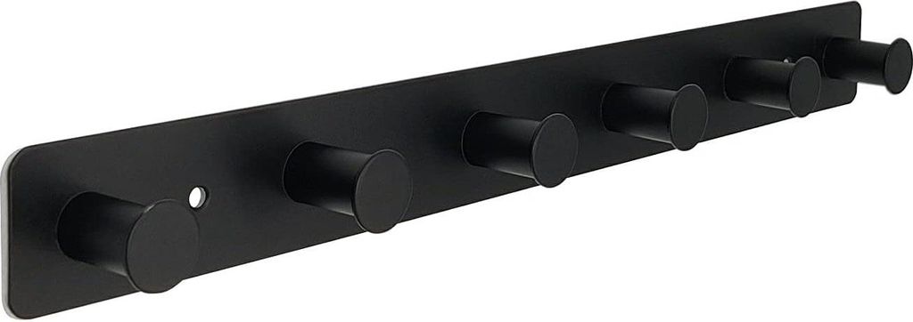 Schwarze Wandhaken - selbstklebend und mit Schrauben - 6 Haken für Kleidung, Hüte, Schals, Handtaschen und Handtücher