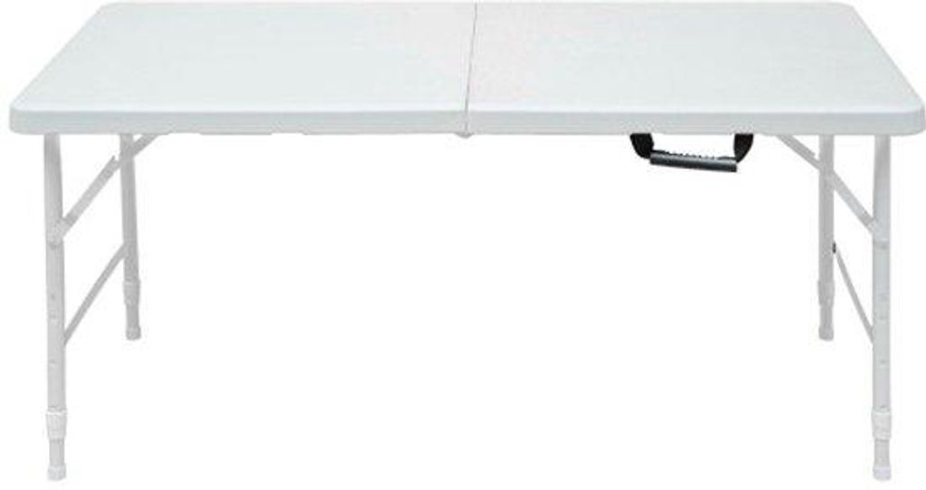 Campingtafel 124,97×60,96×58-73,66cm Vouwtafel IJzer Plastic Portabel Stevig Met Handvat Verstelbare Hoogte Multifunctioneel Buiten