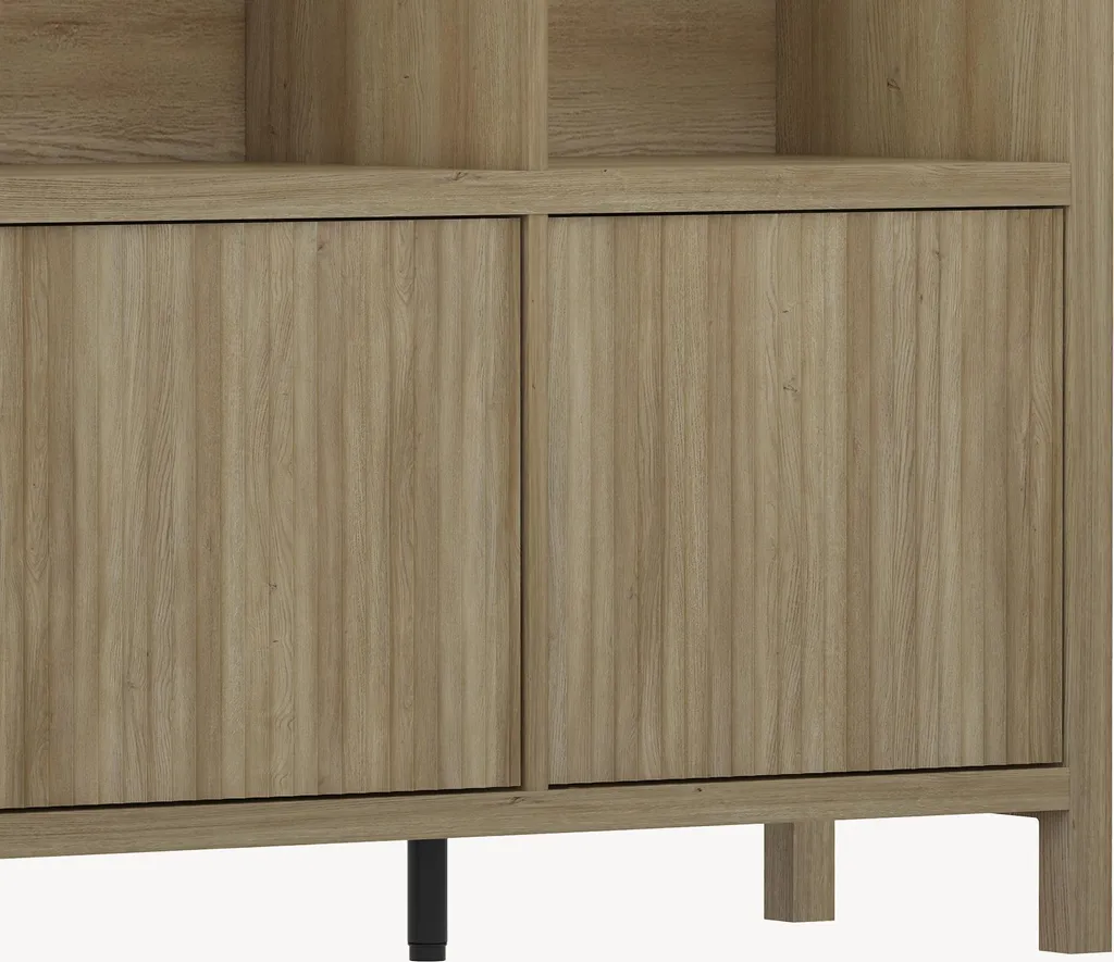 Buffet Lukkodso 6 Compartiments Chêne Rustique, Meuble Faible Profondeur - 13