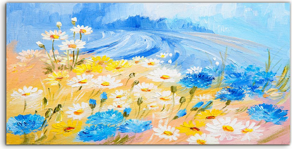 Coloray Acrylbild 140x70 Wandbild Acrylbilder Foto Gemälde abstrakte von Blumen