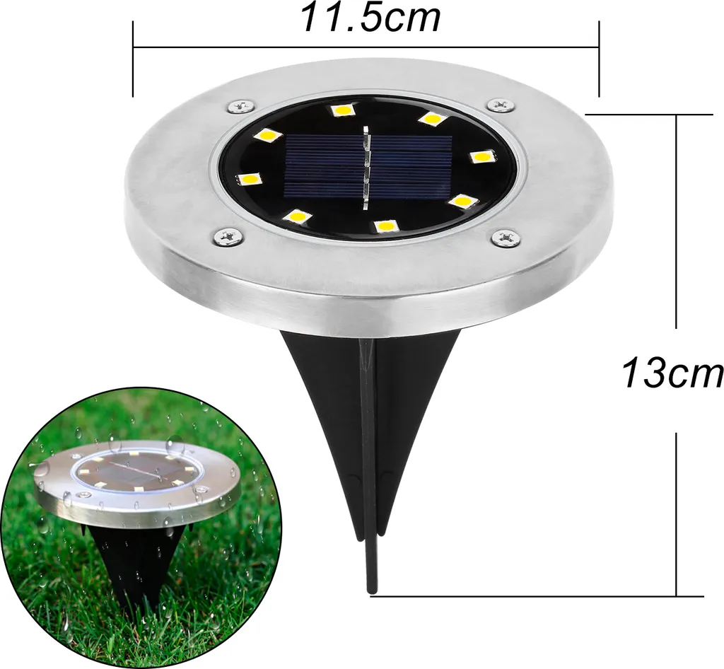 Éclairage Solaire pour Allée de Jardin et Balisage de Sol 8 LED x24 Pack