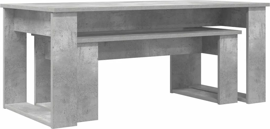 Table Basse en Bois Composite Gris Béton Durable - Lot de 2 Modules