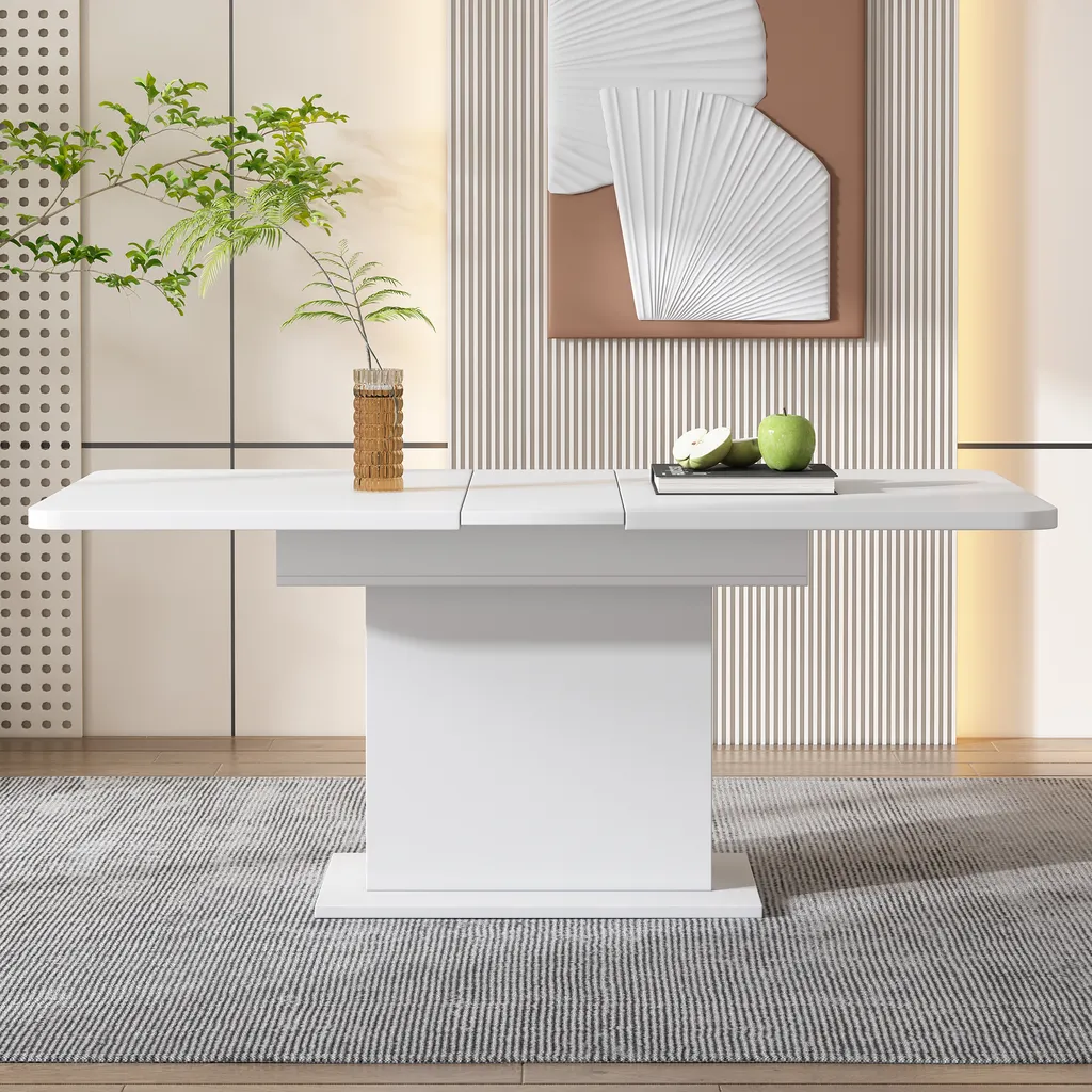 Table de salle à manger 130x70 cm extensible blanche idéale petits espaces - 2