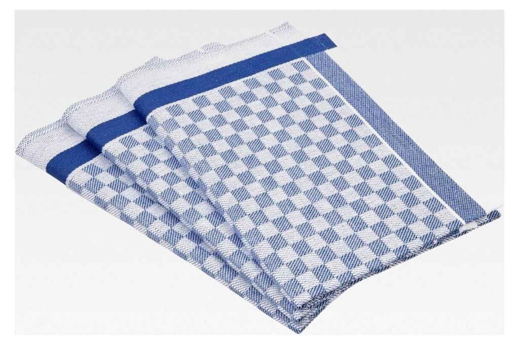 3er Set Halbleinen Geschirrtücher Karo blau, 50x70 cm