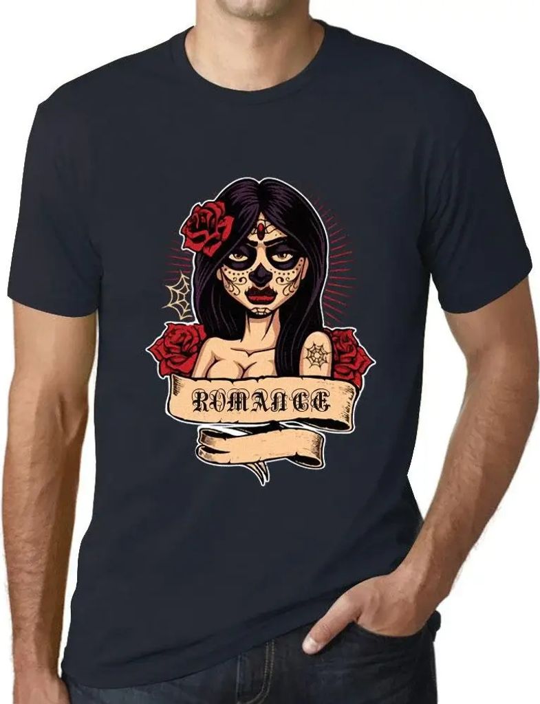 Herren Grafik T-Shirt Frauen Blume Tattoo Romantik – Women Flower Tattoo Romance – Öko-Verantwortlich Vintage Jahrgang Kurzarm Lustige Druck
