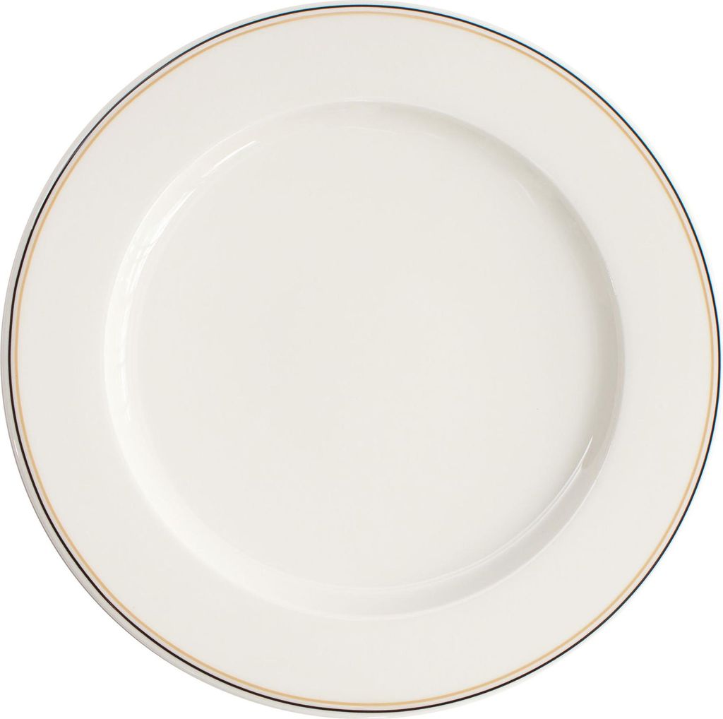 VERLO flacher Teller 29 cm FORTE LINO – Extra großer Essteller mit schwarz-beigen Streifen