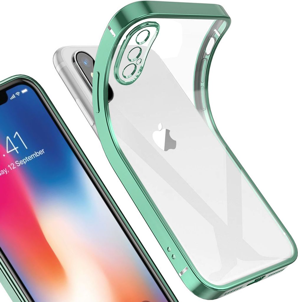 iPhone X Hülle, LaimTop Leicht Transparent Klar Gel TPU Silikon Quadratisch Überzug Rahmen Schutzhülle für iPhone X Grün