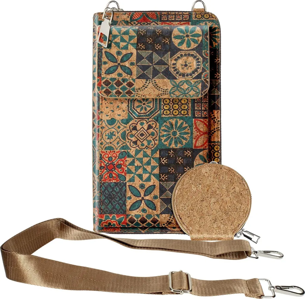 Avizar, borsa in sughero, Collezione CorkMosaic, chiusura magnetica / zip, colorata