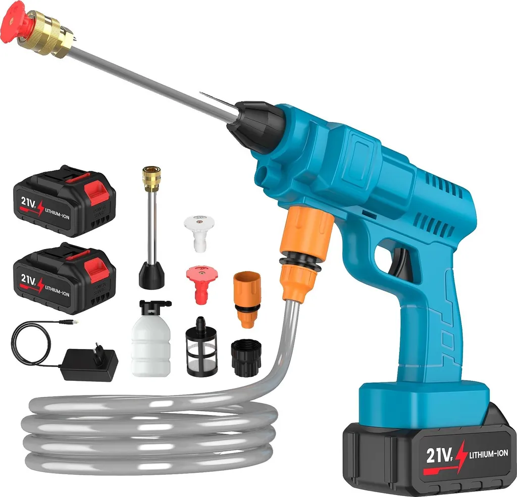 Nettoyeur haute pression auto et jardin sans fil 2 batteries incluses