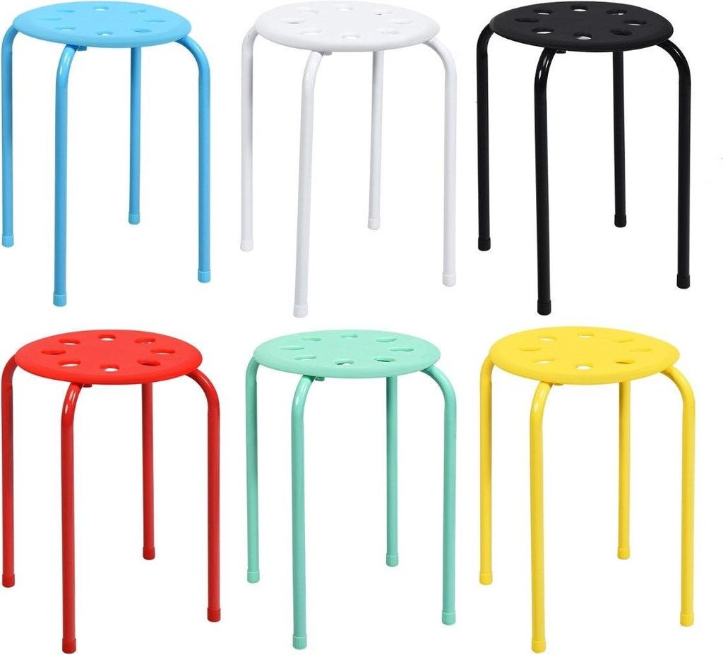 6er-Pack Stapelbare Metallhocker Sortierte Farben Hocker für Kinder 30 x 30 x 44,5 cm Bunt