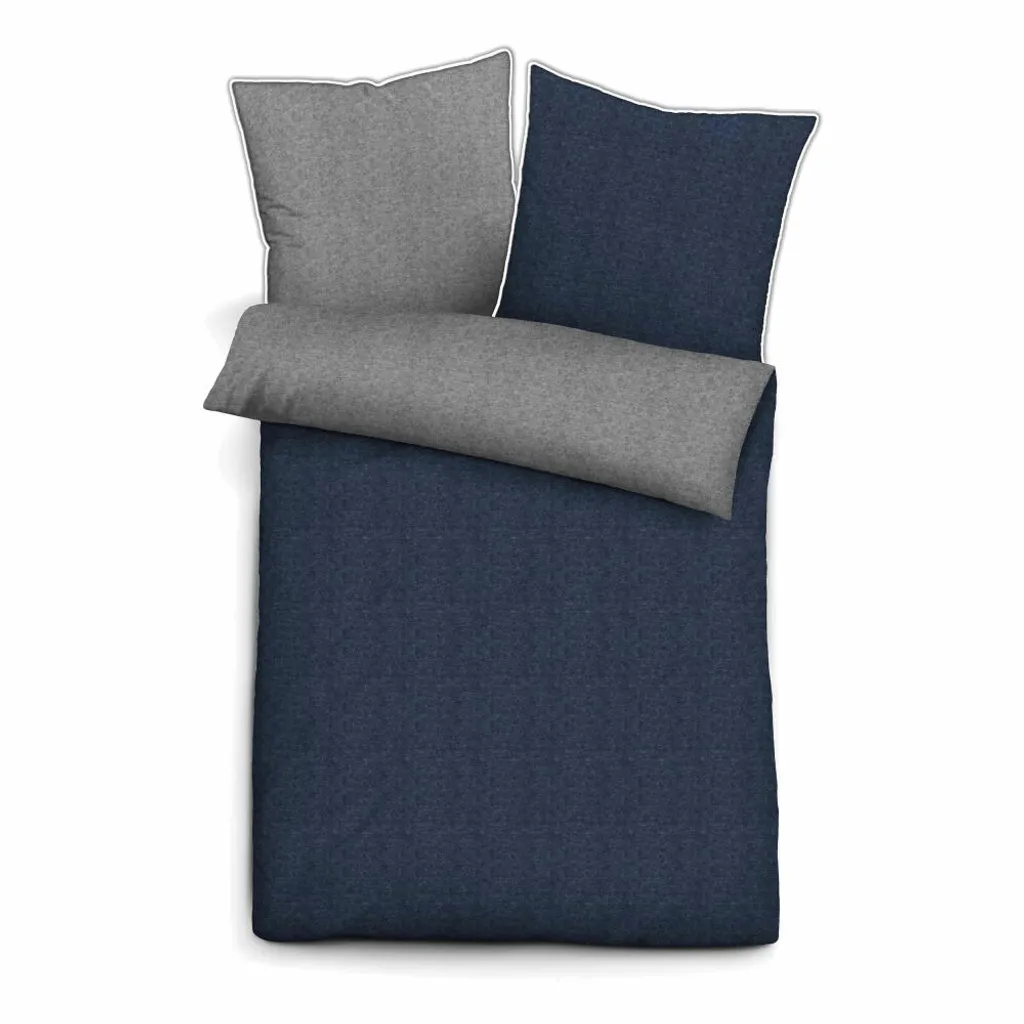 Set Letto Biberna Flanella Melange Uni Marine 155x220cm Cotone 100%