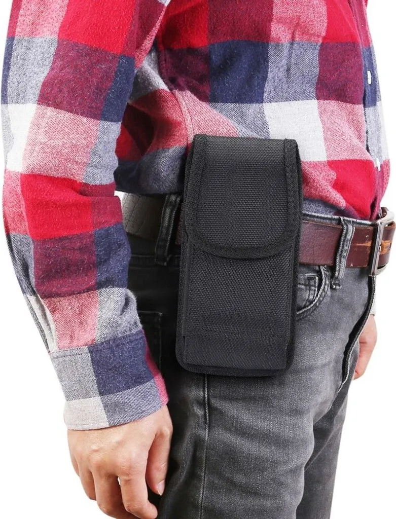 Fondina per Smartphone Blu G71L - DFV mobile Nylon e Pelle Nera - 8