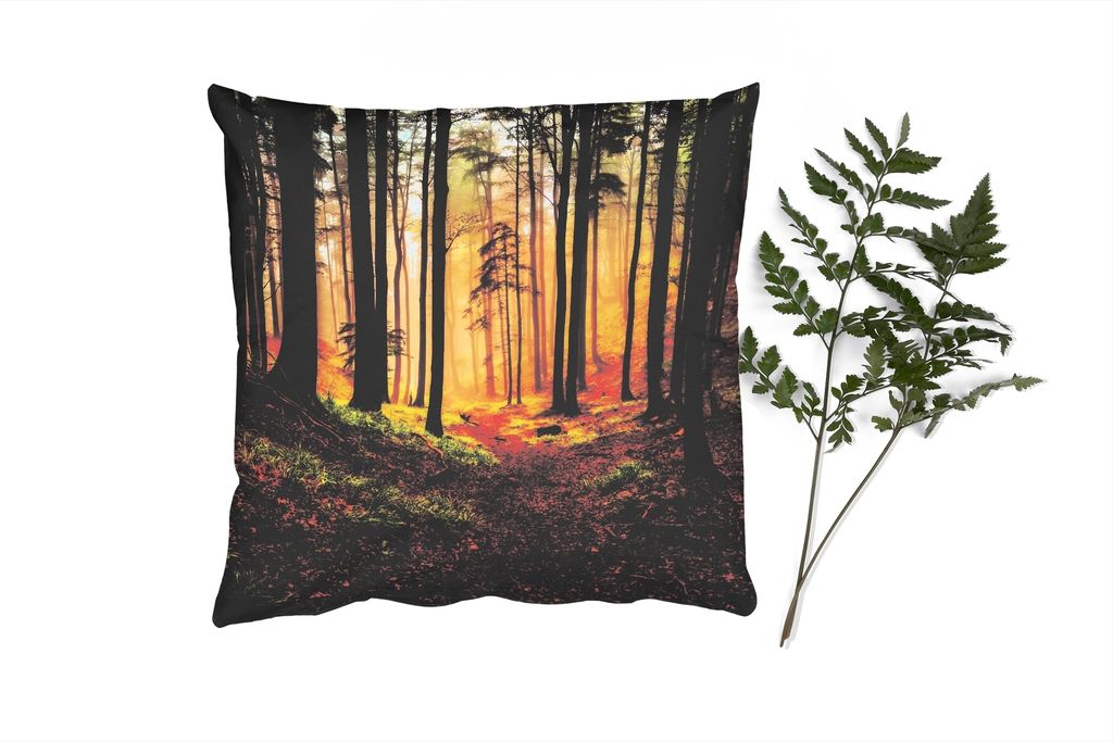 MuchoWow Zierkissen Sofakissen Wohnzimmer Dekokissen 60x60 cm Bäume - Natur - Wald - Sitzfläche - Foto Polster