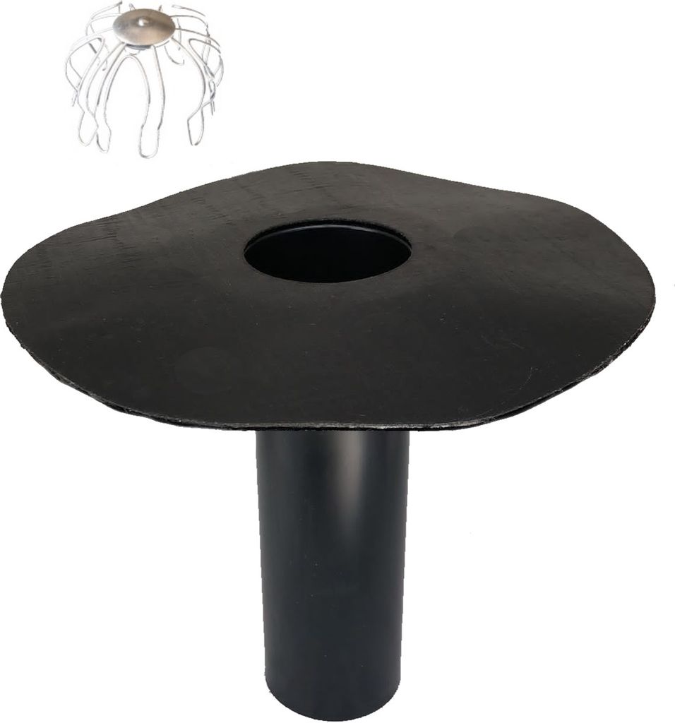 Flachdachablauf DN 100 inkl. Laubfang, Bitumen-Flansch, Dachgully, Einlauf, Dachentwässerung, DN 110 (Rohrlänge 350 mm)