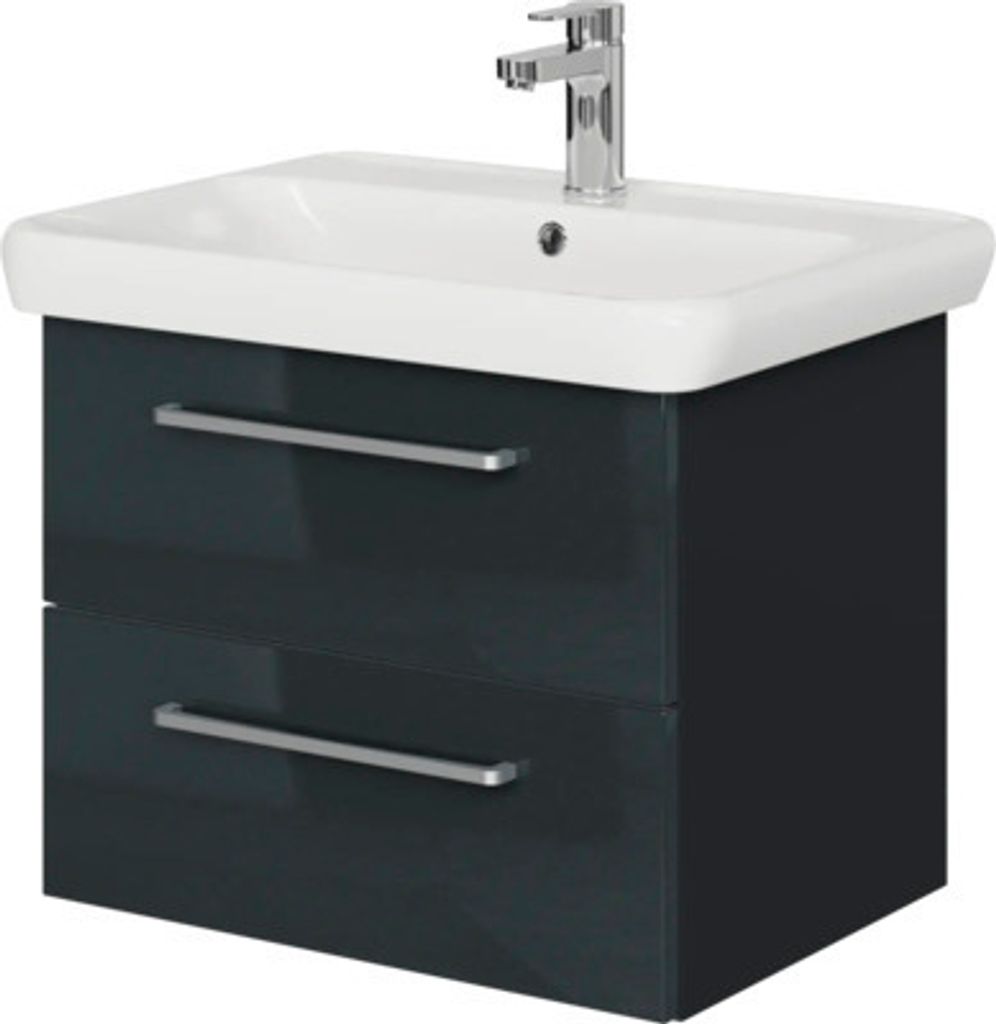 Badmöbel-Set Pelipal Sunline 105 BxHxT 69 x 56 x 48,5 cm Frontfarbe anthrazit mit Keramik-Waschtisch und Waschtischunter
