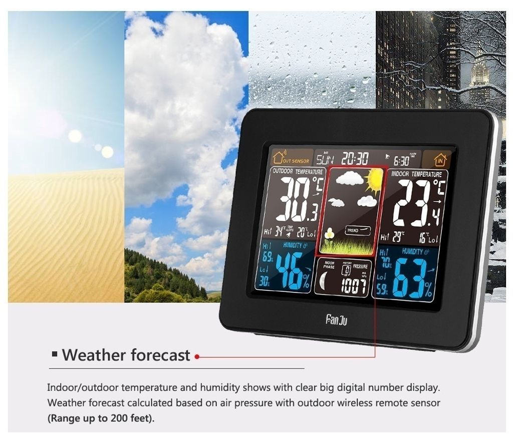 Bezdrôtová meteorologická stanica Predpoveď počasia Obrázok produktu 10