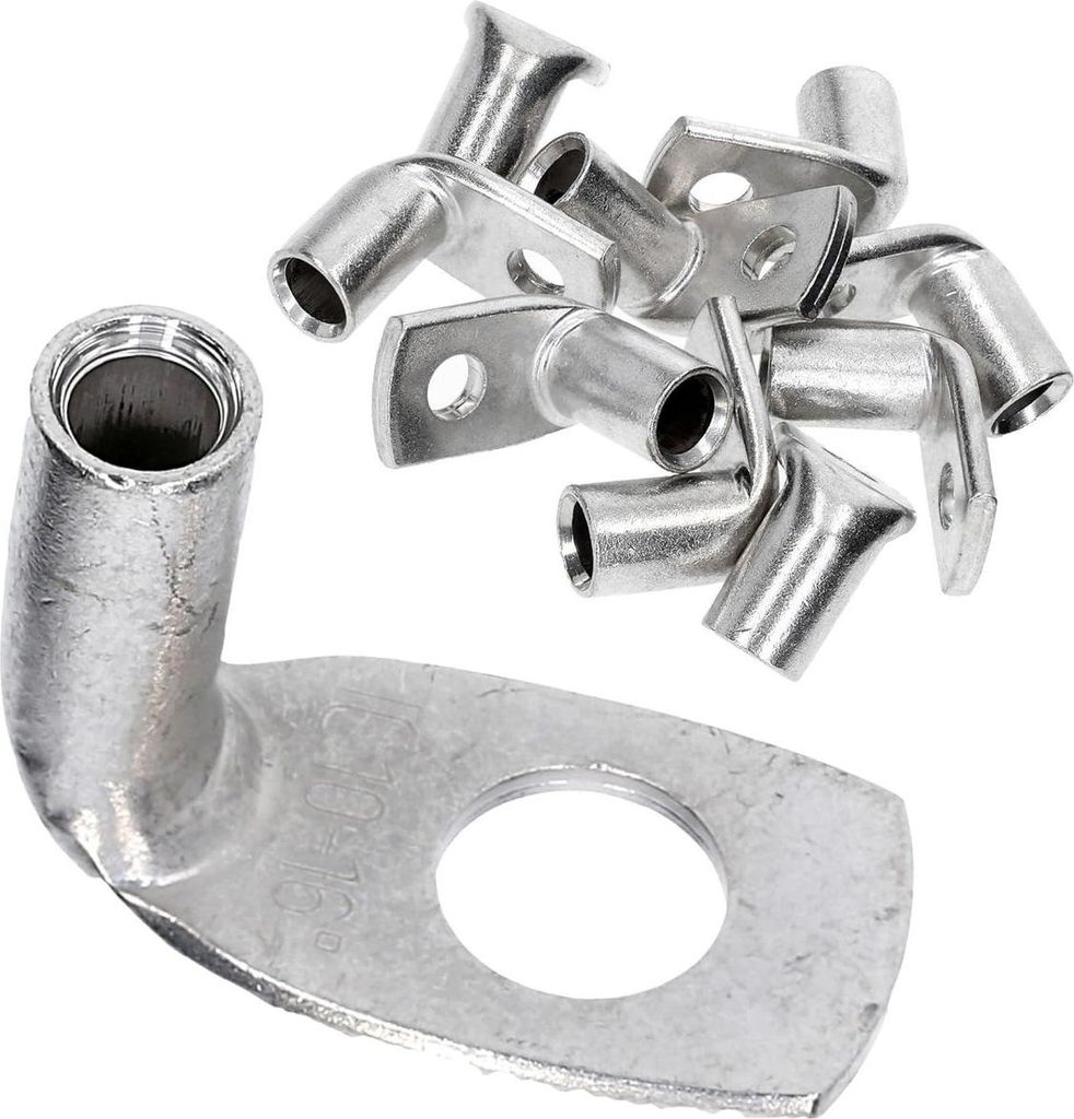 10 Stück Kalitec KA3-L10 Handelsübliche Rohrkabelschuhe gewinkelt 16mm² M10 I ohne Sichtloch I 90° I Germany