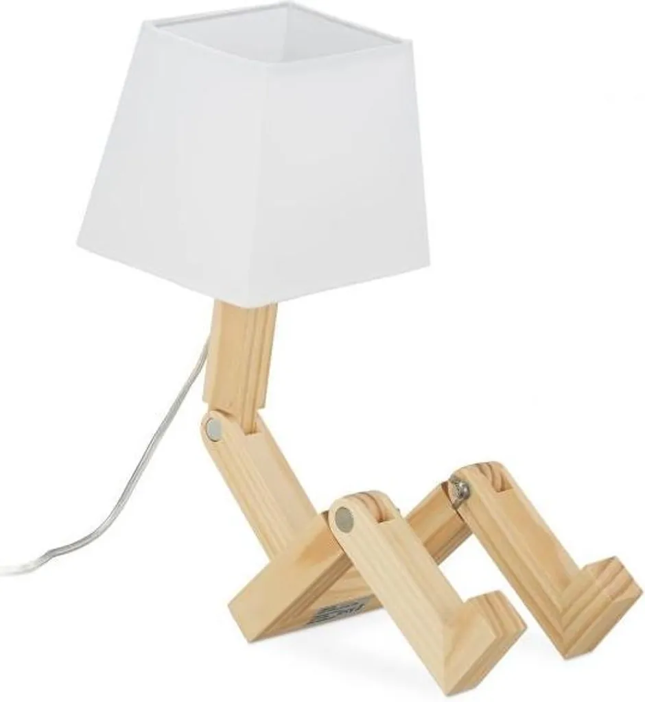 Lampada Robot Industriale Regolabile | Illuminazione Steampunk Legno