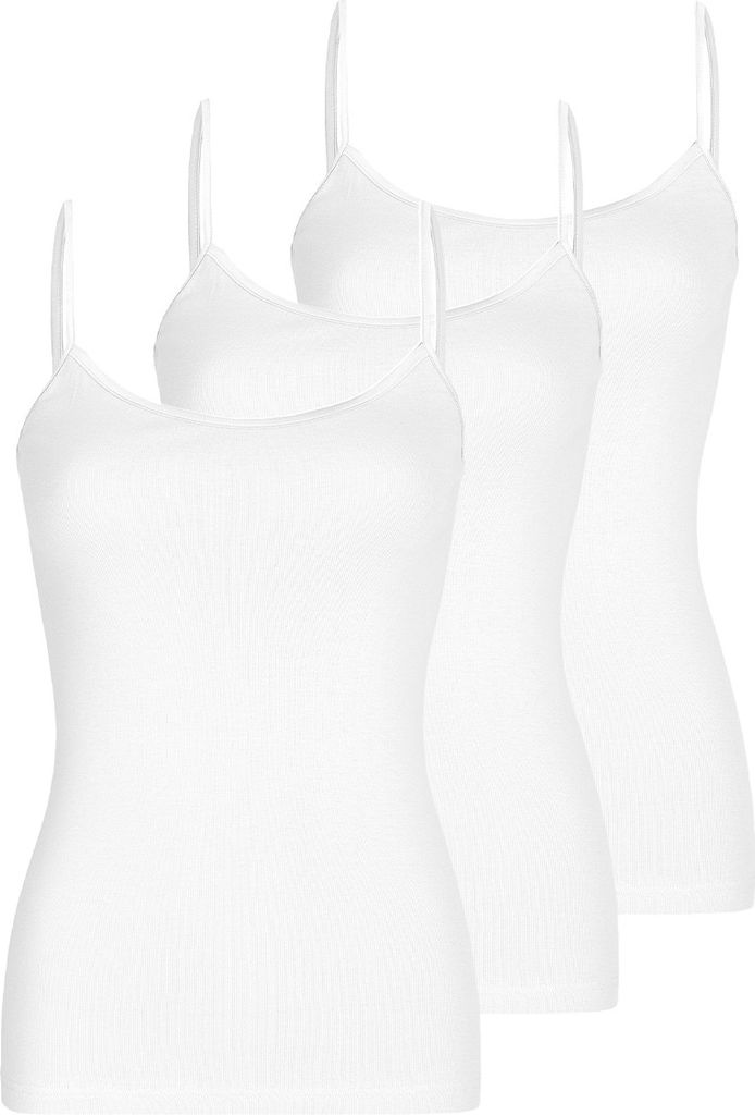 Nina von C. 3er Pack Daily Spaghetti Top Natürliche und strapazierfähige Baumwolle, Abschlüsse und Träger aus Feinsatin, Ohne Seitennähte