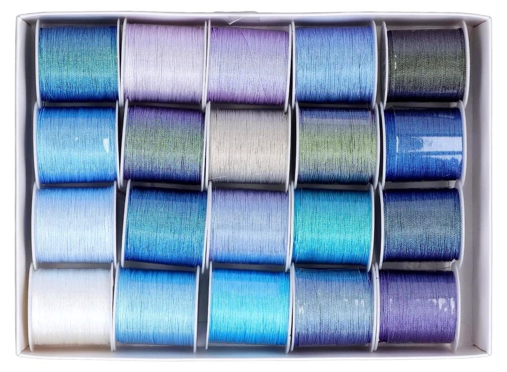 20 Stück Stickgarn, Näh-Quiltgarn mit Aufbewahrungsbox in Blau und Lila zur Reparatur von Ledertaschen, Matratzenstoffen und Jeans