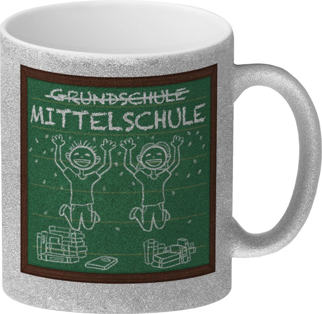 Mittelschule Glitzer-Kaffeebecher für die weiterführende Produktbild 