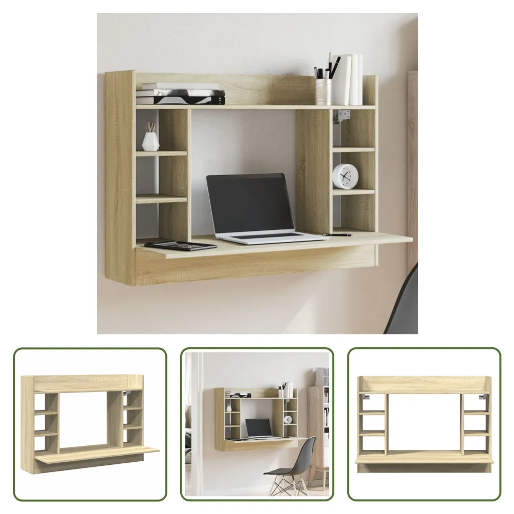 Scrivania a Parete Rovere Sonoma 105x48x75 cm | Salvaspazio Design