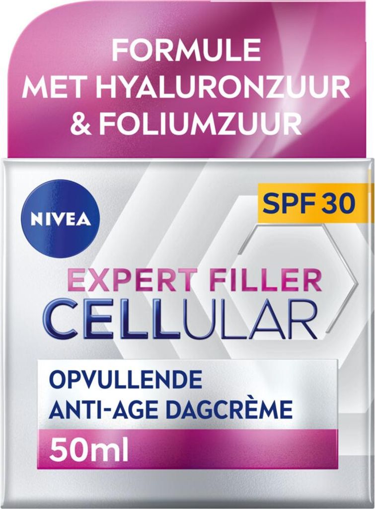 NIVEA – CELLular Expert Filler Tagescreme – Anti-Aging Gesichtscreme – LSF 30 – Mit Hyaluronsäure, Kreatin & Folsäure – 50 ml - 1 Stück