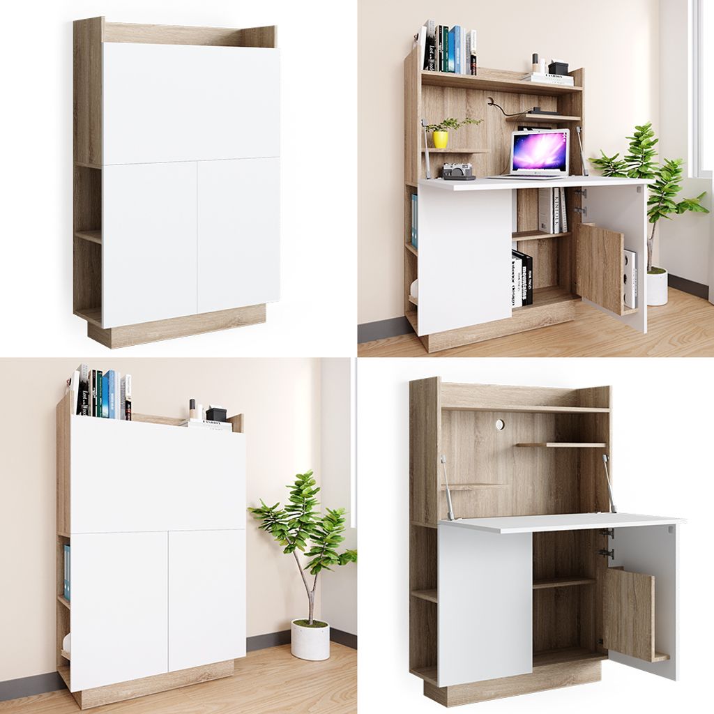 Vicco Biurko sekretarskie Alena, 85 x 27 cm, Sonoma/Biały Zdjęcie produktu 8