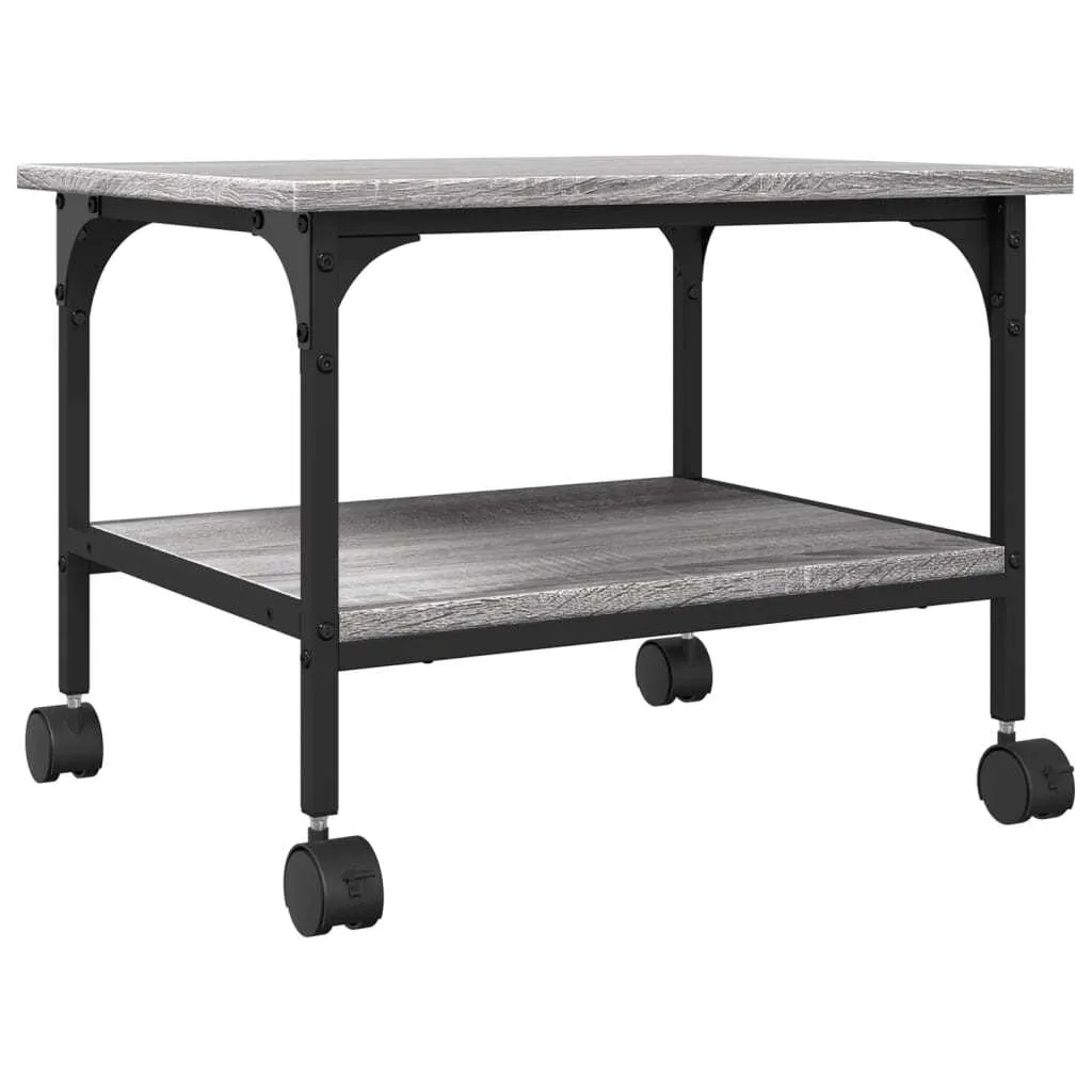 Support imprimante bois composite gris Sonoma 50cm avec 2 étagères