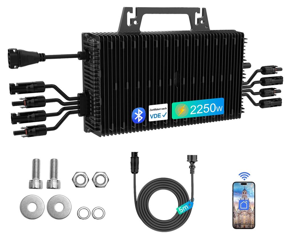 Solar-Mikrowechselrichter, Drahtlose Konnektivität, Robuste Leistung, NBQ 2250W, 190-270V, 16-60V