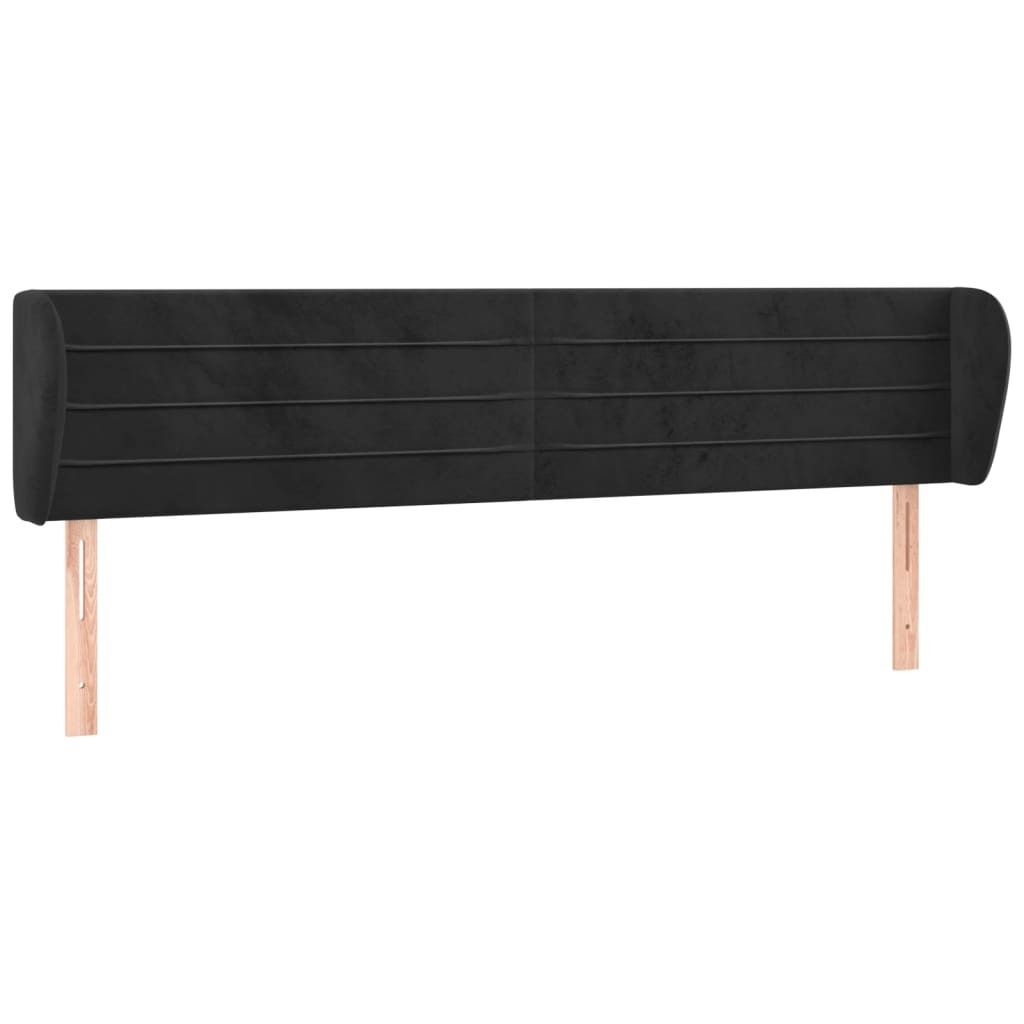 Kopfteil mit Ohren Schwarz 163x23x78/88 cm Samt