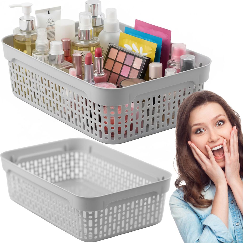 Aufbewahrungskorb Korb S Aufbewahrungskiste Aufbewahrungsbox aus Plastik Für Badezimmer Grau