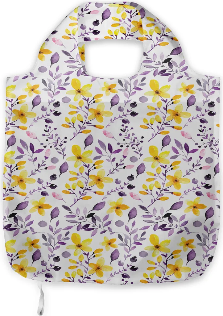 ABAKUHAUS Borsa Spesa Floreale Gialla e Viola - Shopper Tessuto Robusta
