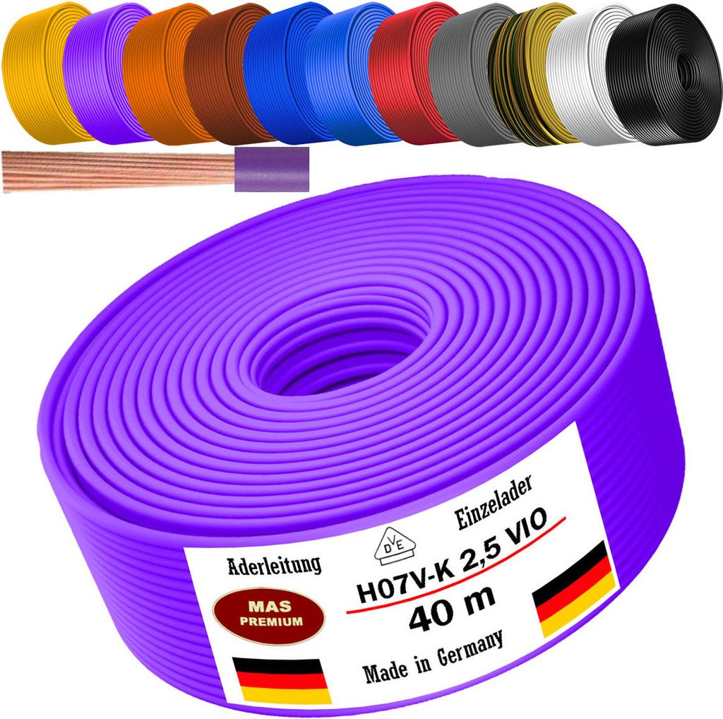 40m Aderleitung H07 V-K VIO 1x2,5 mm² Violett(lila) Produktbild 