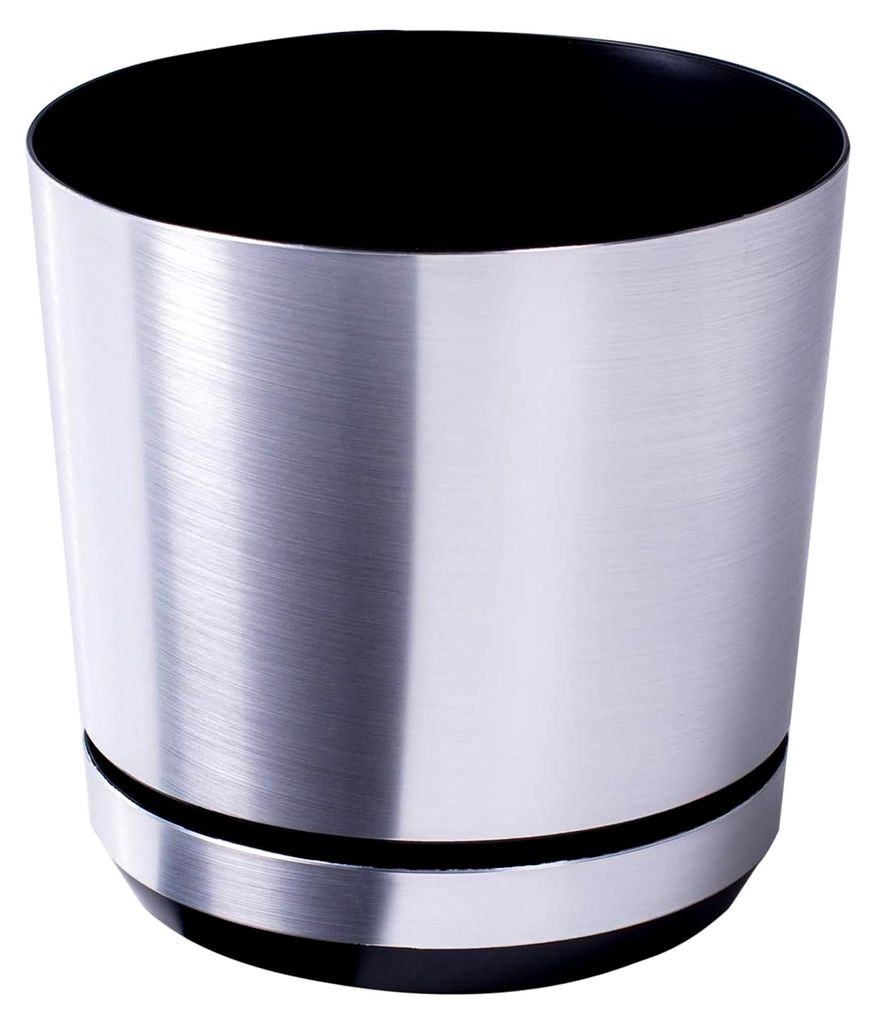 Blumentopf/Übertopf aus gebürstetem Aluminium 16 cm - Pflanzkübel aus hochwertigem Kunststoff - Dekorativer Topf für Pflanzen