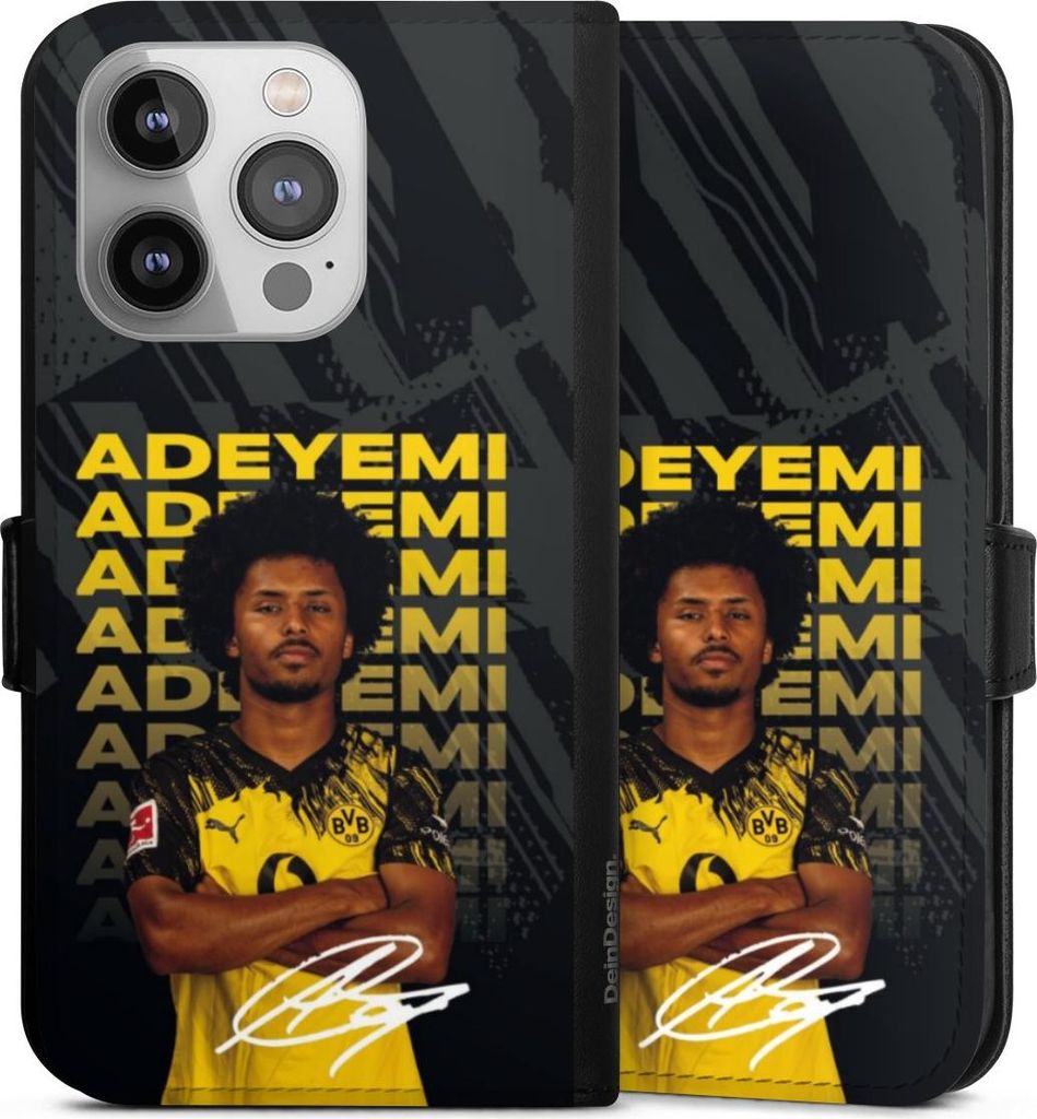 DeinDesign Klapphülle für Apple iPhone 14 Pro Handytasche Lederhülle Tasche BVB Borussia Dortmund Karim Adeyemi