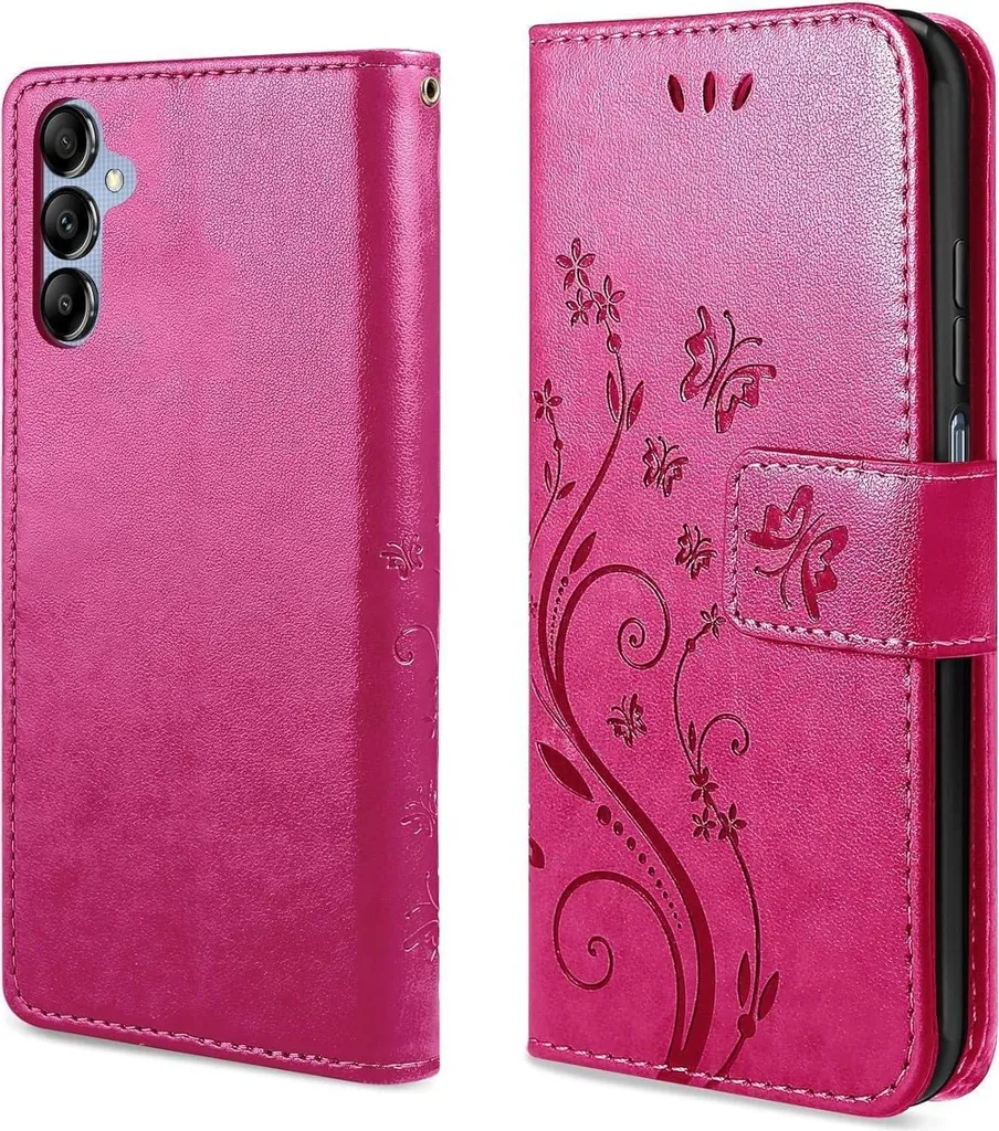 Uposao Compatibile con Galaxy A21 Cover Protettiva in Pelle Glitter Bling Strass Diamante Farfalla Fiore Vibrazione Portafoglio Custodia in Pelle Flip Cover, Argento