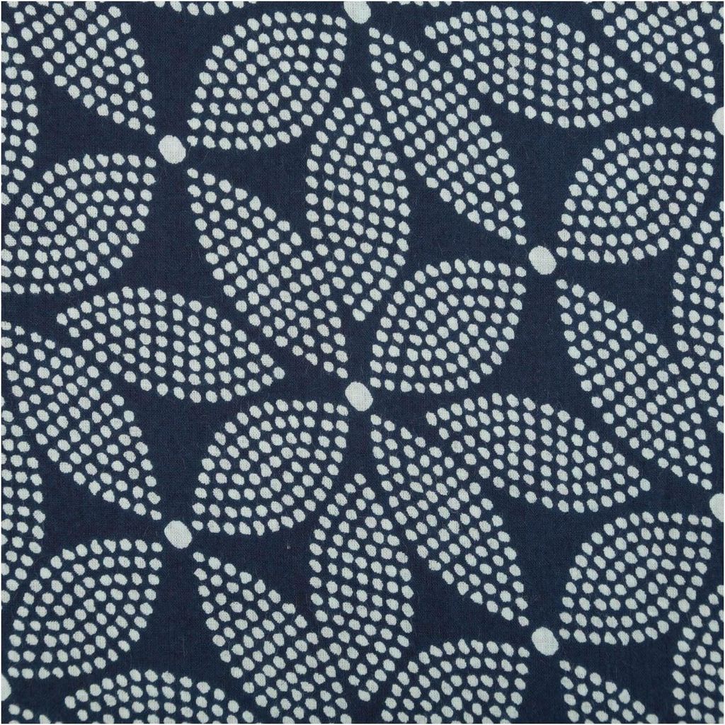Baumwollstoff Voile Blumen abstrakt indigioblau Meterware