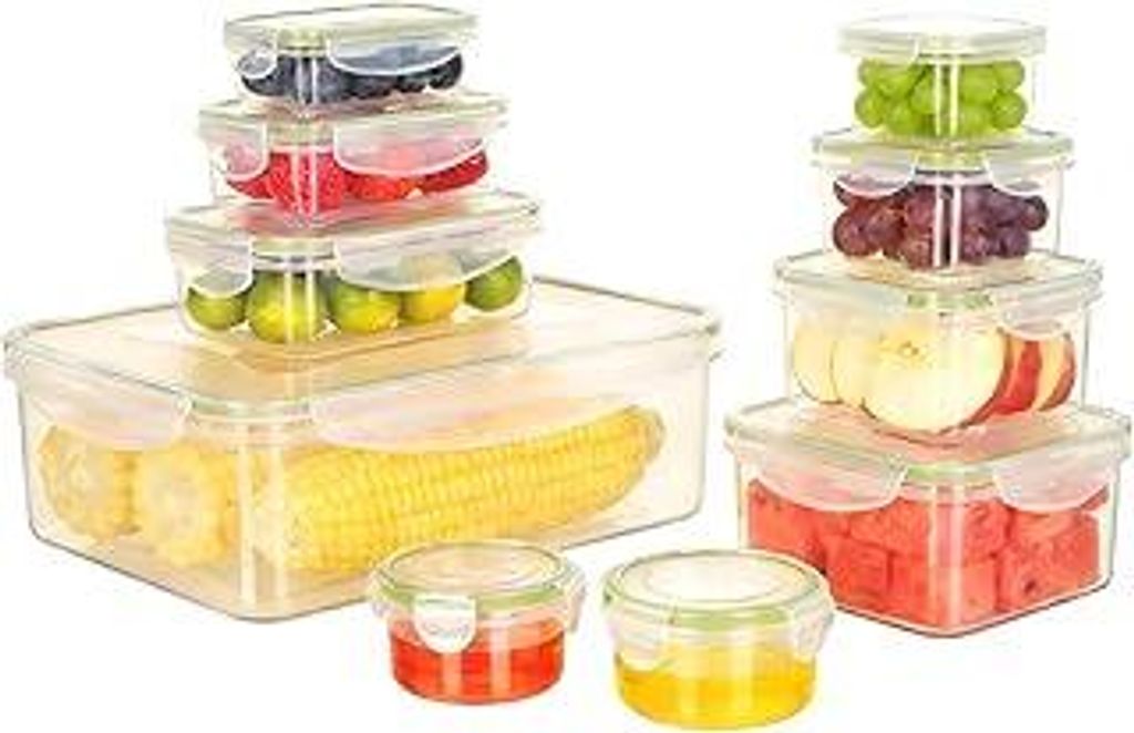 VINATO 10 Teiliges Frischhaltedosen mit deckel, Plastik Vorratsdosen Set, Rechteckig Kunststoff Meal Prep Boxen, BPA-frei Plastikbox, Gefrierdosen,...